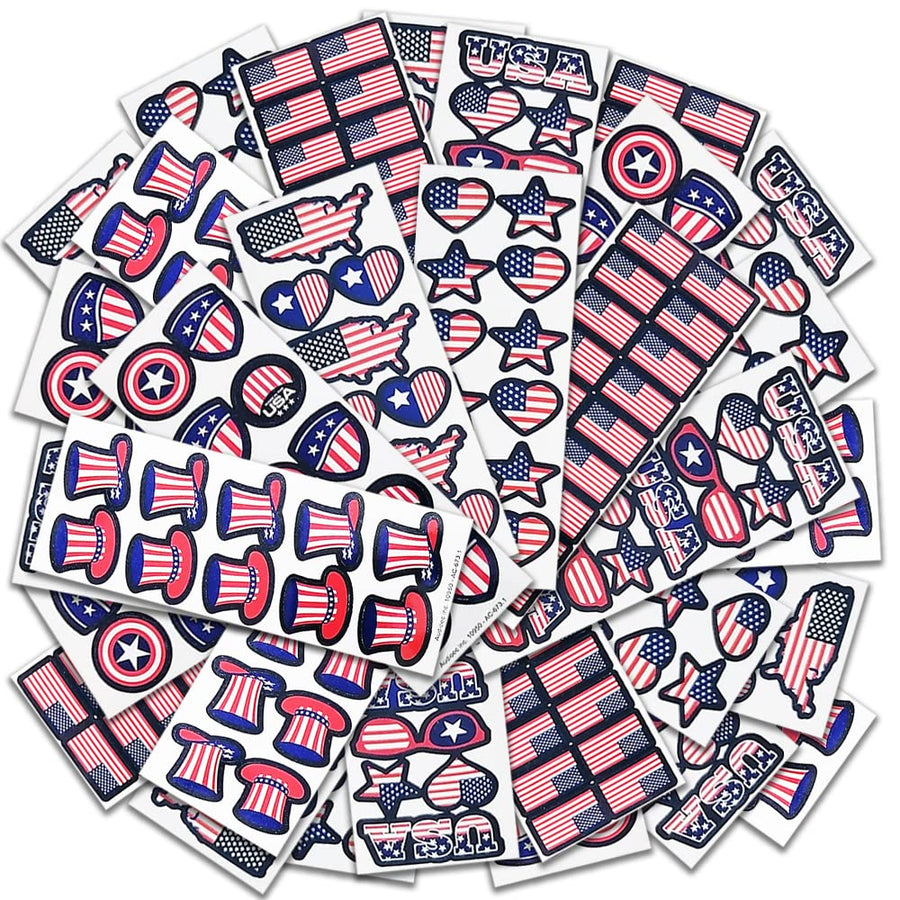 4th of July Stickers  100 Sheets with Over 1,000 American Flag Stickers
