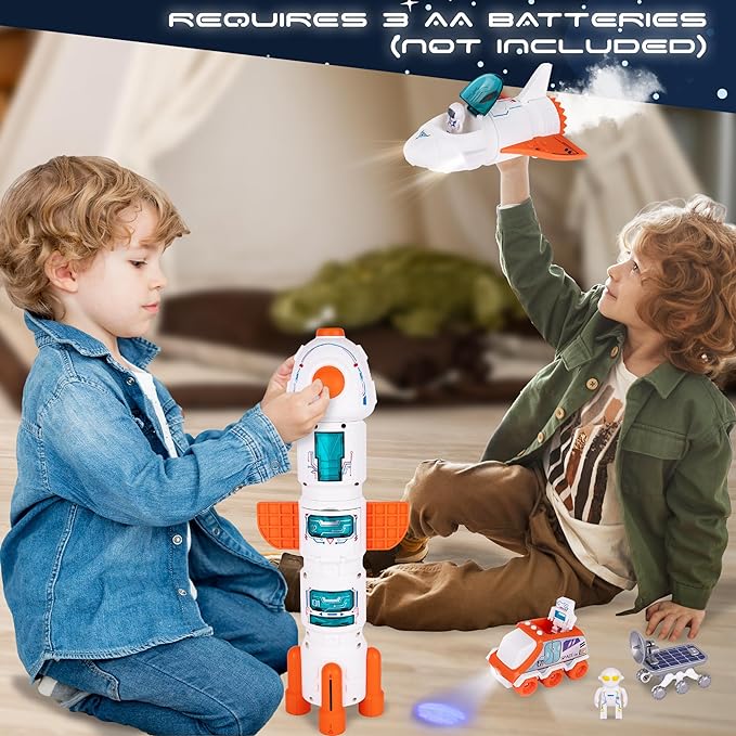 ArtCreativity Rocketship Toy Playset with Planet Projection, Cool Kids Space Toys for Toddlers with Lights and Sounds, Spaceship Toys with Mist Spray, Rovers, Astronaut Toys for Boys & Girls 3 4 5 6 7