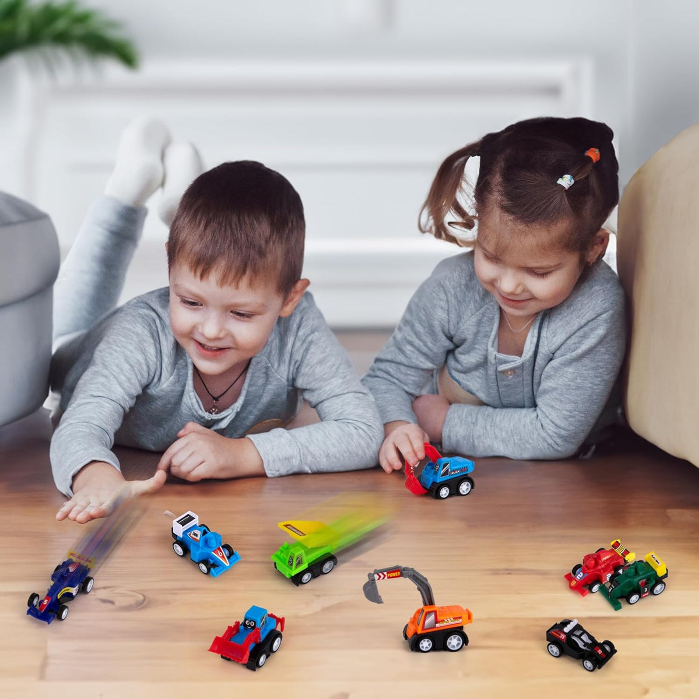ArtCreativity Mini Pull Back Vehicles (Bulk) - Set of 12 Mini Car and Contruction Trucks - Pull Back Car Toys for Kids with Construction Vehicles and Race Cars - Fun Car Toys for Toddlers