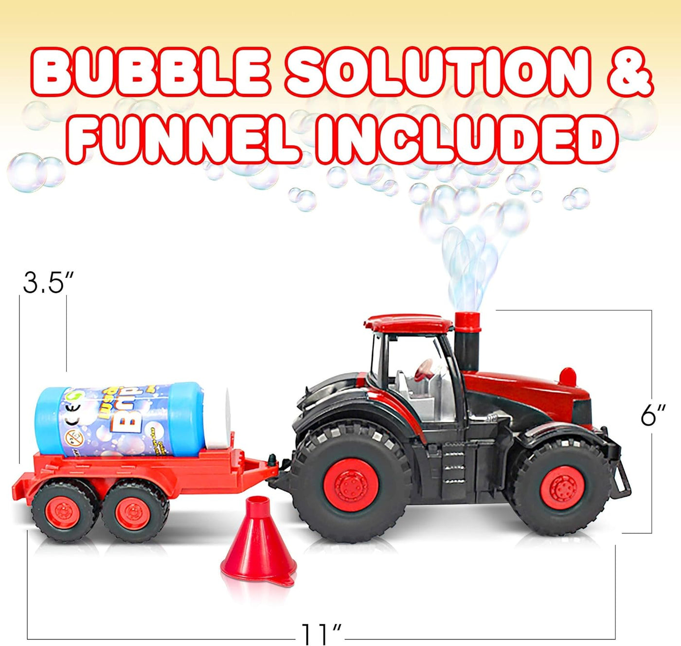 ArtCreativity Bump & Go Bubble Blowing Farm Tractor Toy Truck with Lights & Sounds, and Action for Toddlers Boys Girls Ages 1, 2, 3, 4, 5 - Funnel & Bubble Solution Included