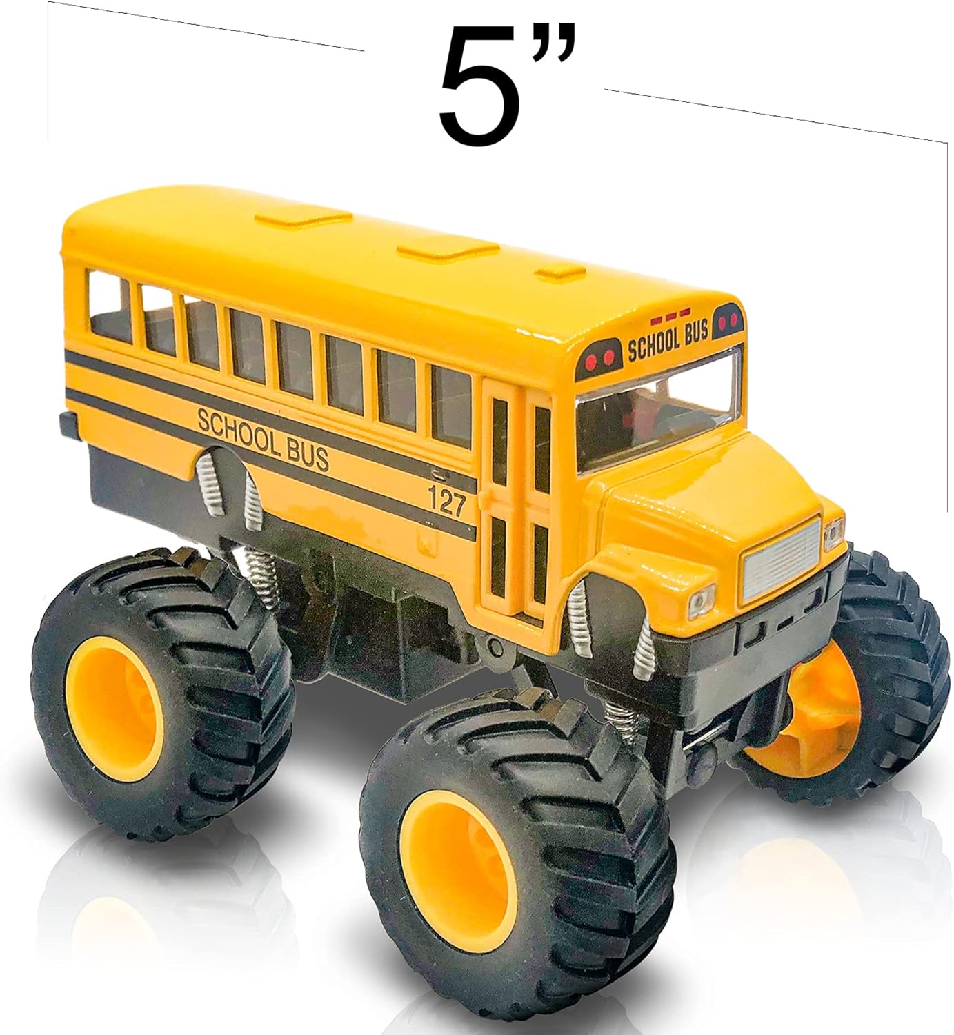 5 Inch Monster School Bus, Super Monster Bus with Pullback Mechanism, Diecast Monster Truck Bus for Kids, Big Wheels Monster Truck Toys, Play Vehicle Gifts for Boys