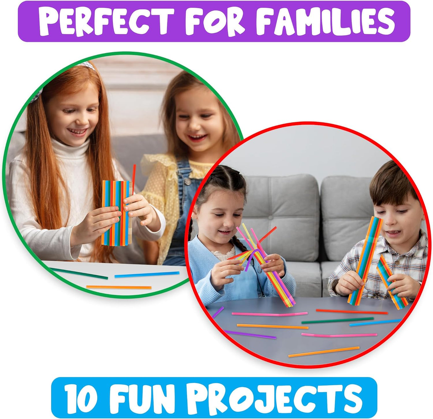 Bubble Straws by ArtCreativity - DIY Bubble Wand Craft for Kids - Set of 300 Straws, Bubble Solution and How-to Guide - - Bubble Wand Craft for Toddlers in 6 Colors - Bubble Blower Craft Ages 4-10