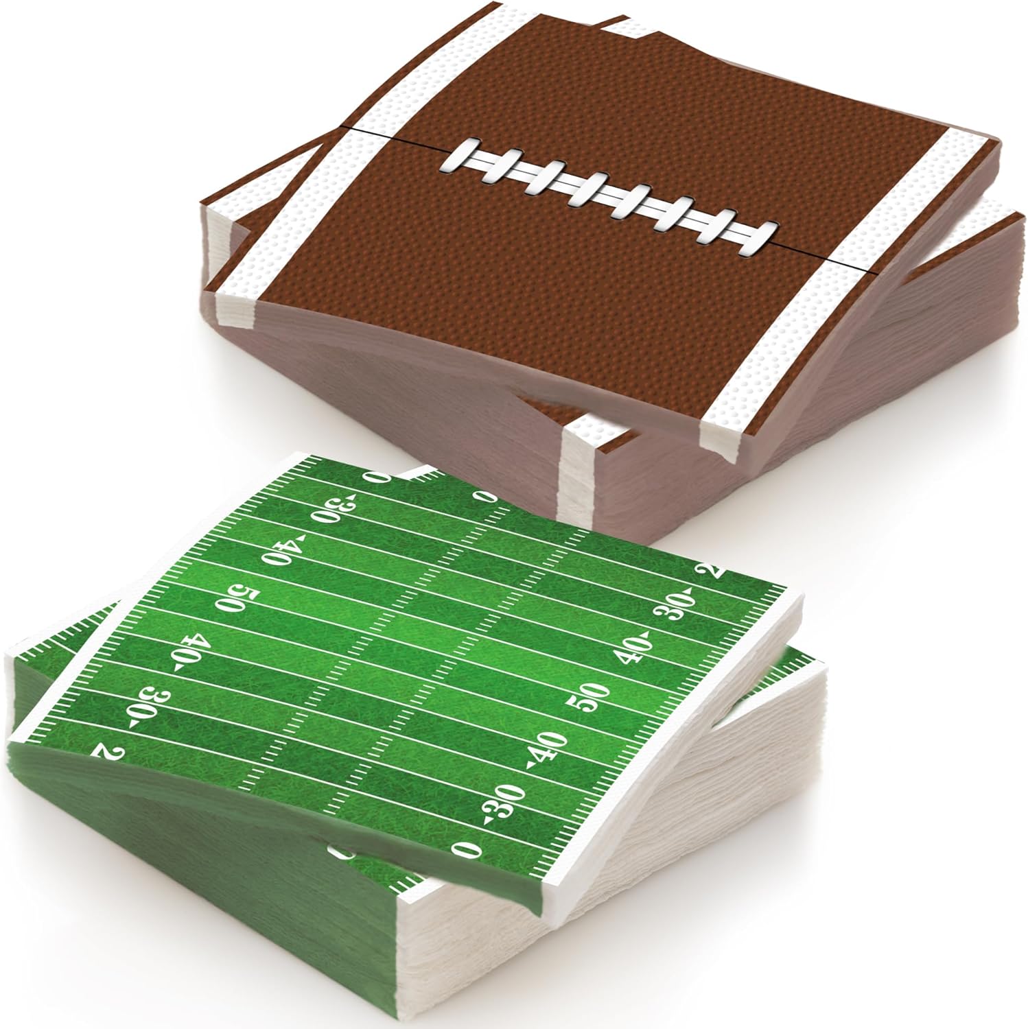80 Pack Football Field Napkins - Set of 80 - Football Napkin Party Decor Supplies - Sports Football Napkins for Parties and Tailgates - Game Day Football Party Decorations (5" x 5")