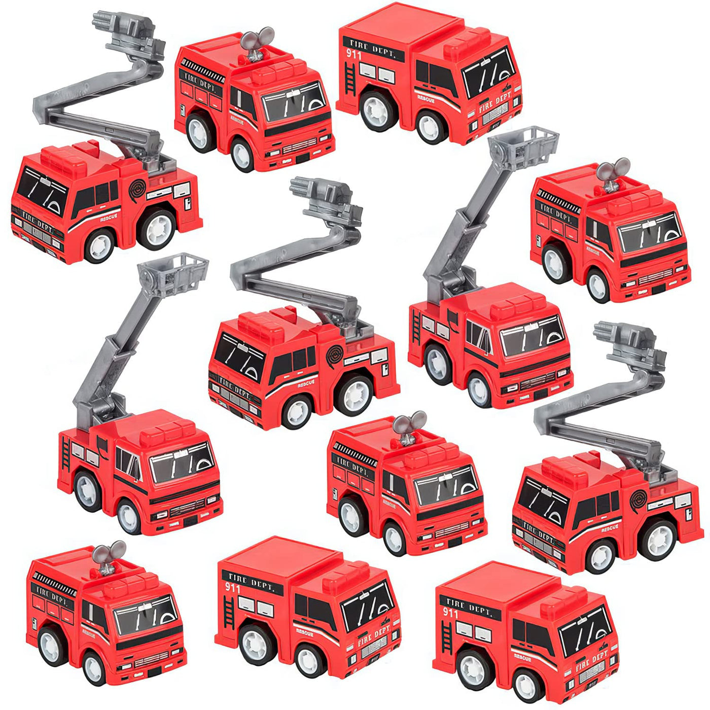 Mini Pullback Fire Engine Toy Trucks, Bulk Pack of 24