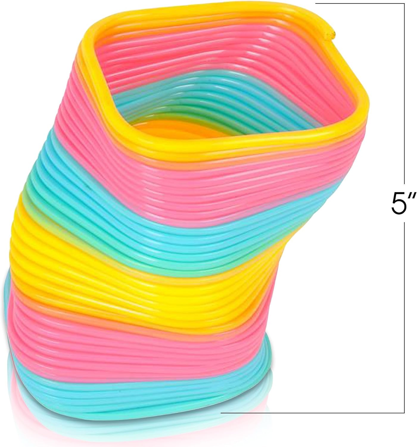 Jumbo Square Coil Spring Toy for Kids, 4.75 Inch Plastic Coil, Giant Coil Spring Toy, Relieves Stress and Anxiety Fidget Toy, Unique Kids & Adults Valentines Stocking Stuffer Gift Idea, Novelty Gift