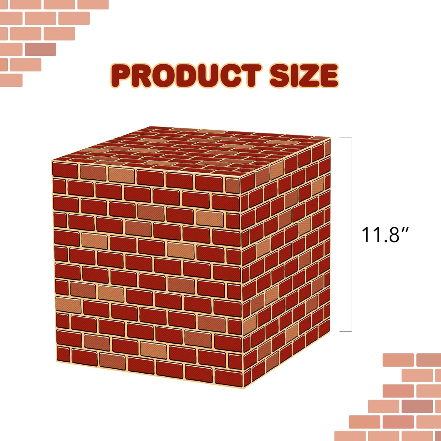 Brick Boxes for Gamer Party Decorations - Set of 6-11.8 x 11.8 Inches - Brick Box Video Game Birthday Decorations with a Retro Brick Design - Easy to Assemble - Video Game Party Supplies