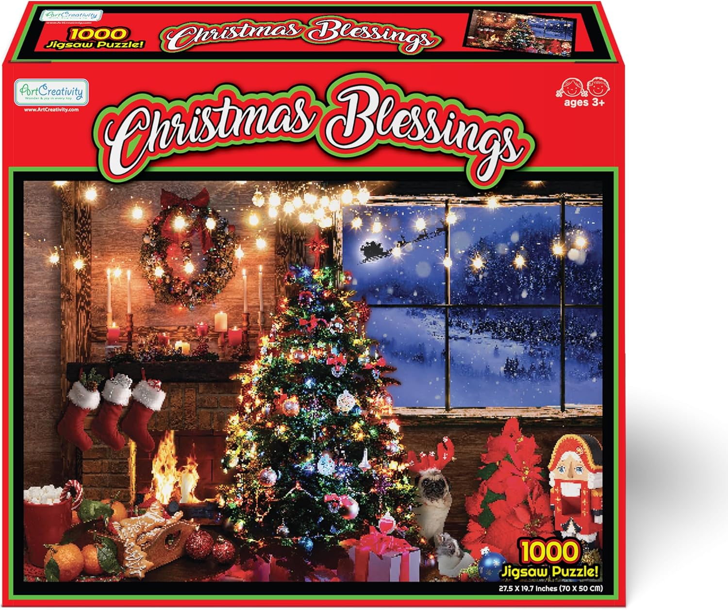 Christmas Jigsaw Puzzle 1000 Pieces - 26 x 19 Inches - 1000 Piece Winter Puzzle for Adults, Kids, Family - Fun Holiday Puzzles for Family Christmas Activities