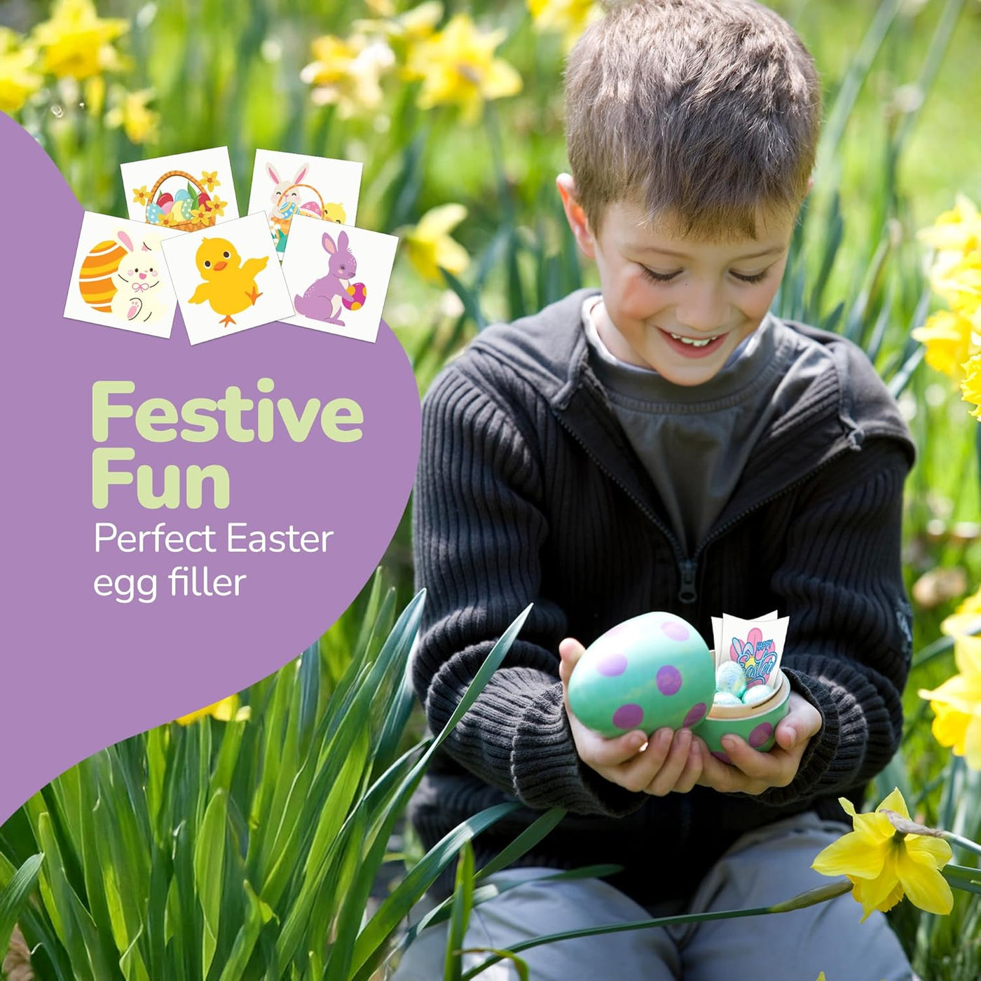 Easter Tattoos for Kids - Set of 240 - Temporary Tattoos with Easter Themes - Fake Tattoo Stickers - Easter Goodie Bag Basket Stuffers - Easter Party Favors for Kids