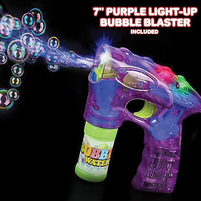 ArtCreativity 3 LED Light Up Bubble Guns, with Sound, Includes 6 Bottles of Bubble Solution Refill, Bubble Blower for Bubble Blaster Party Favors, Summer Toy, Outdoors Activity, Easter, Birthday Gift