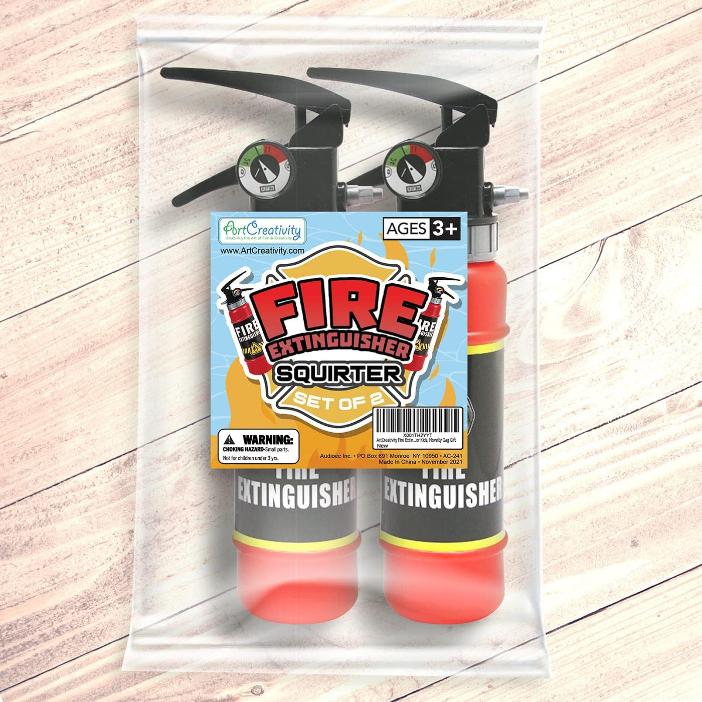 ArtCreativity Fire Extinguisher Squirter Toy - Pack of 2-9 Inch Water Extinguisher with Realistic Design - Fun Outdoor Summer Toy for Boys and Girls - Great Fireman Toy for Kids, Novelty Gag Gift