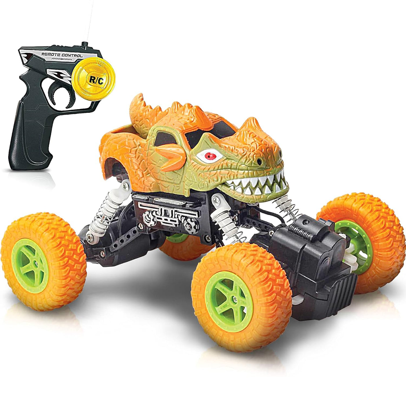 ArtCreativity 7.25” Remote Control Dinosaur Monster Truck Dino RC Toy Car | Battery Operated | Unique Birthday Gift for Boys, Girls, Toddler | Large Carnival Prize