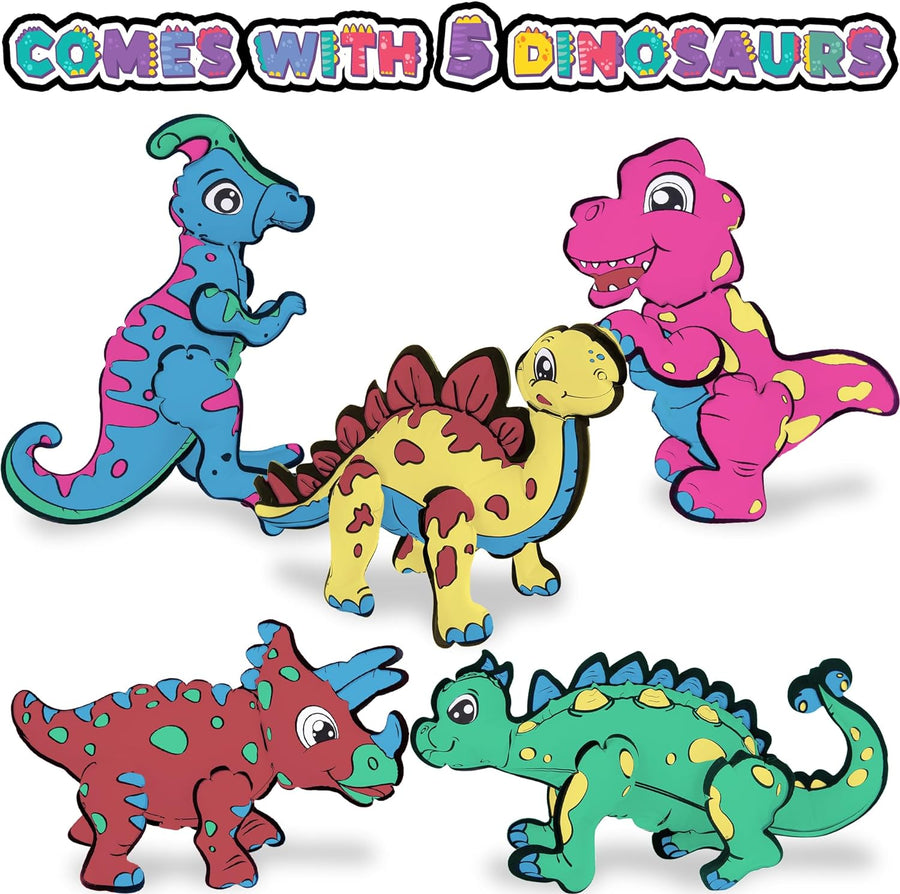 ArtCreativity Dinosaur Crafts for Kids, Dinosaur Activity Art Set - 16 Pieces - 5 Washable Inflatable Dinosaurs Includes 10 Markers and Pump, Arts and Crafts for Kids Ages 4-8