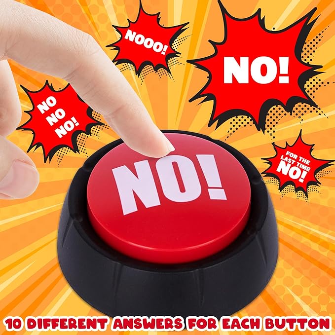 ArtCreativity No Button - 1 Piece - Toy Noise Button for Desk with 10 Sound Variations - Funny Buttons with Sound - Novelty Toys for Adults and Kids - Birthday Party Favor and Goodie Bag Filler