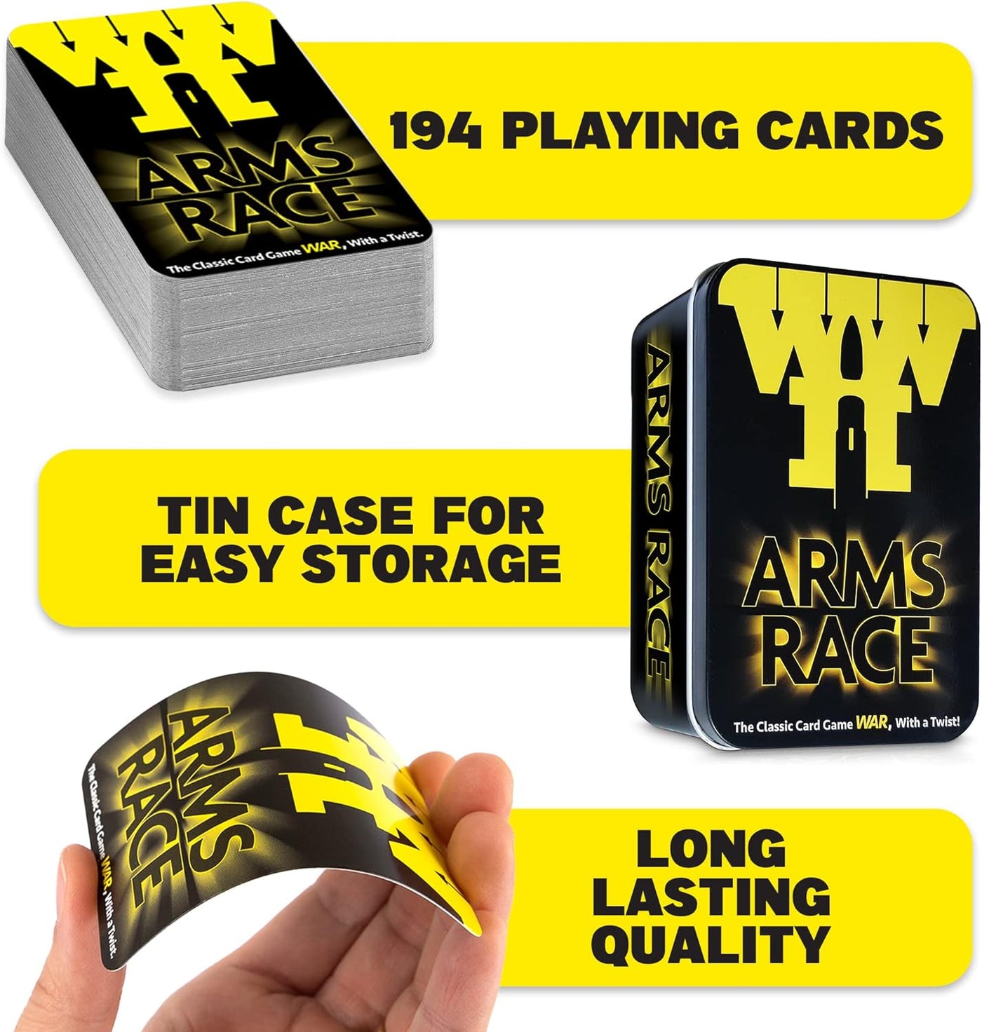 War Card Game, Card Games for Kids, Arms Race Kids Playing Cards, Deck of Cards for Kids and Adults, Fun Travel Games, Road Trip Game, Classic Card Games for Boys & Girls with Historical Descriptions