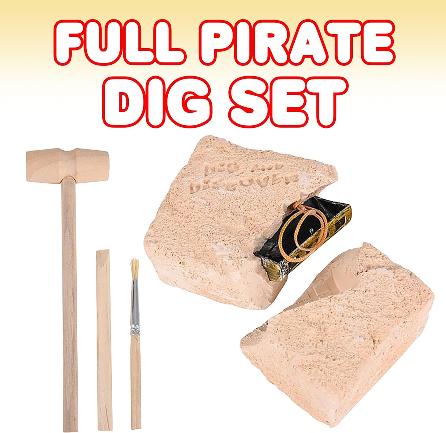 ArtCreativity Pirate Treasure Dig Kit for Kids - Gem Excavation Set with Digging Tools - Interactive Excavating Toys - Great Birthday Gift Idea, Contest Prize for Boys and Girls