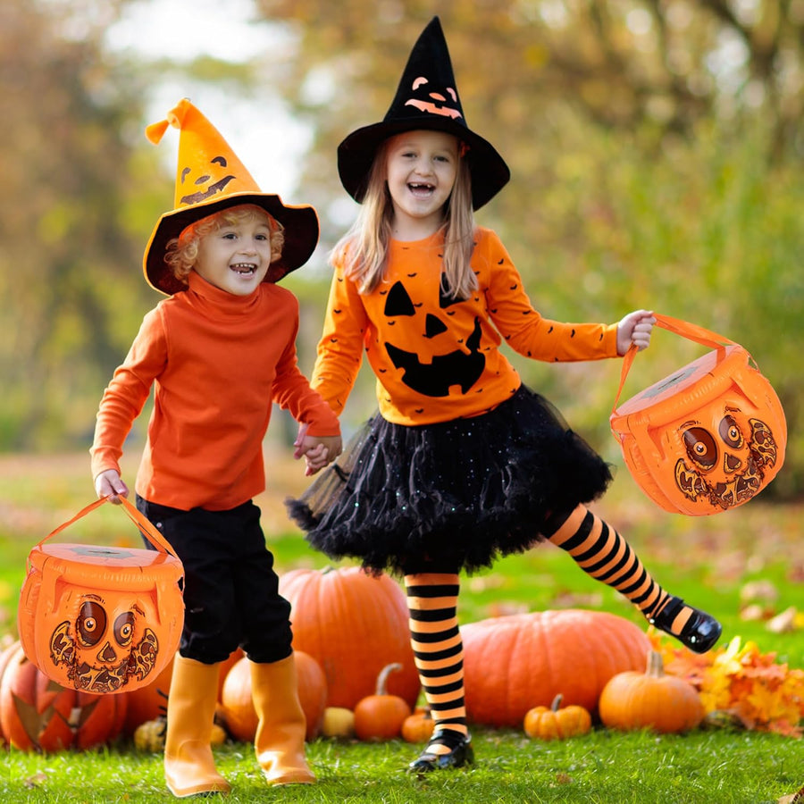 Inflatable Halloween Trick or Treat Bag - Kids Blow Up Halloween Candy Bag with Lid & Carry Straps - Doubles as Inflatable Halloween Candy Holder - Trick or Treat Bag for Boys & Girls