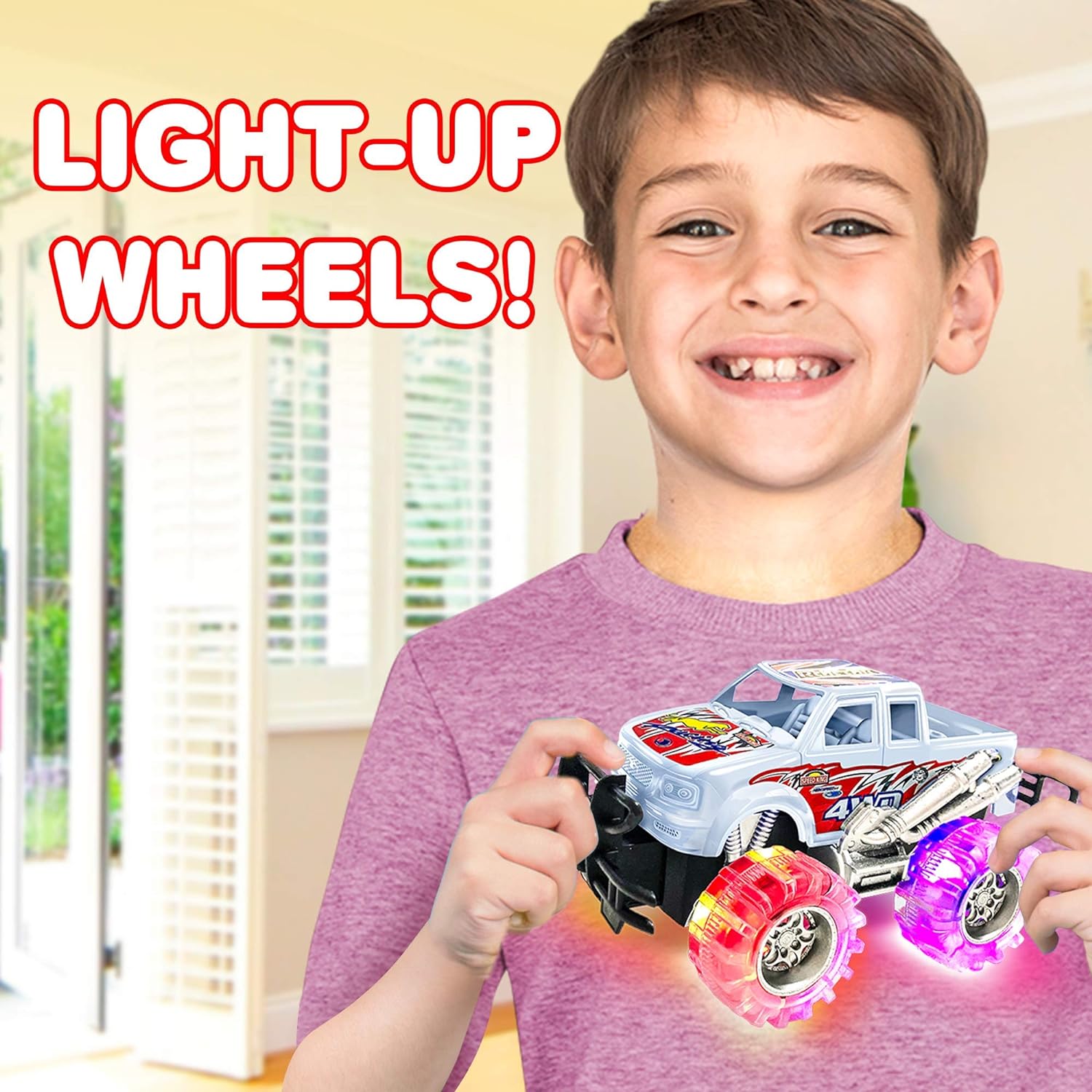 ArtCreativity Light Up Monster Trucks for Boys,- 6 Inch Toy Cars for 2 Year Old Boys,- Push n Go Car Toys for Boys 3-5 Years Old,- Light Up Toys for Kids, Best Gift for Kids Age 3-6 Years Old & Up