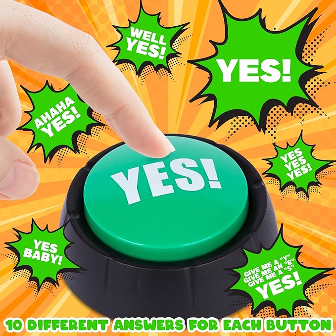 ArtCreativity Yes Button - 1 Piece - Toy Noise Button for Desk with 10 Sound Variations - Funny Buttons with Sound - Novelty Toys for Adults and Kids - Birthday Party Favor and Goodie Bag Filler