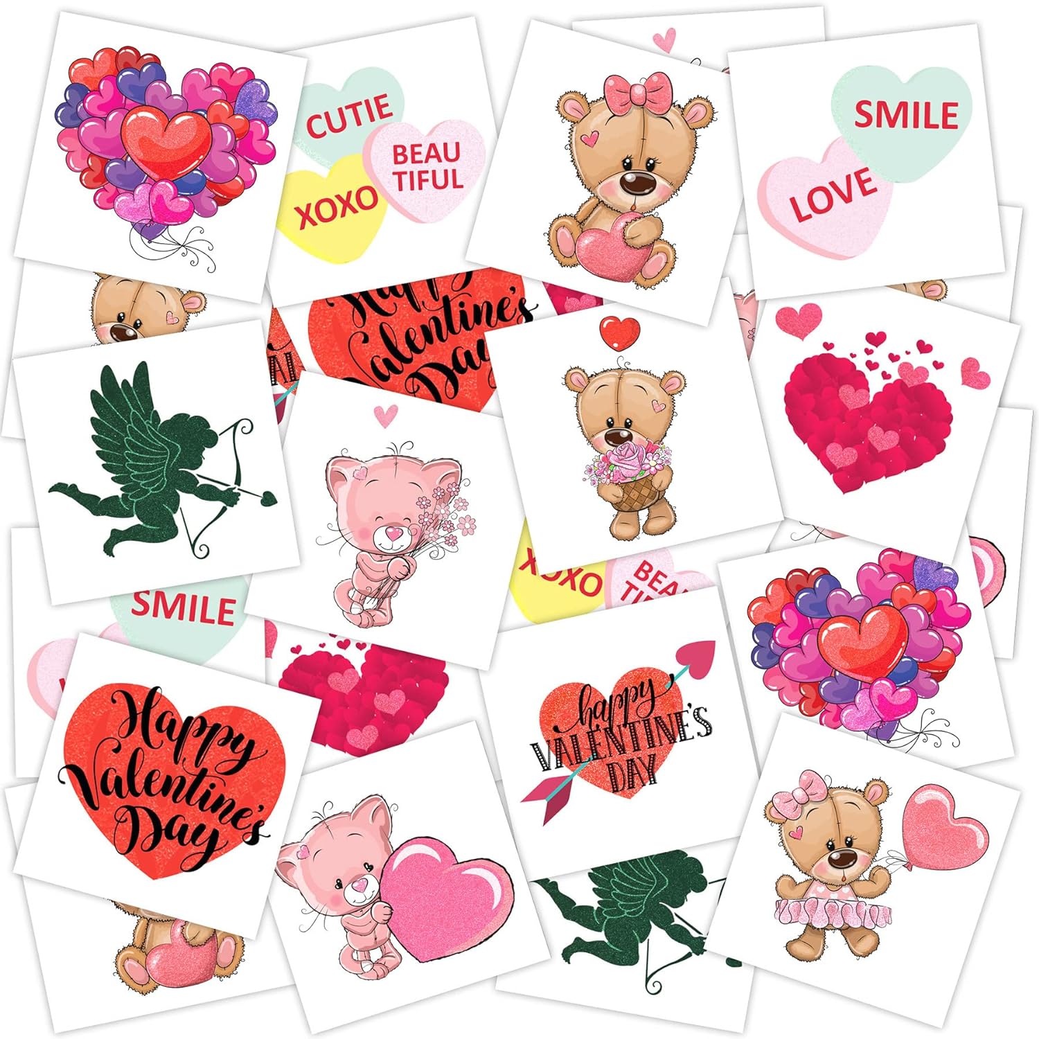 ArtCreativity Valentines Glitter Tattoos for Kids, 144 Pack, Temporary Tattoo Valentines Day Party Favors in 12 Cute Designs, Valentines Gifts for Kids, Class Rewards, and Goodie Bag Fillers