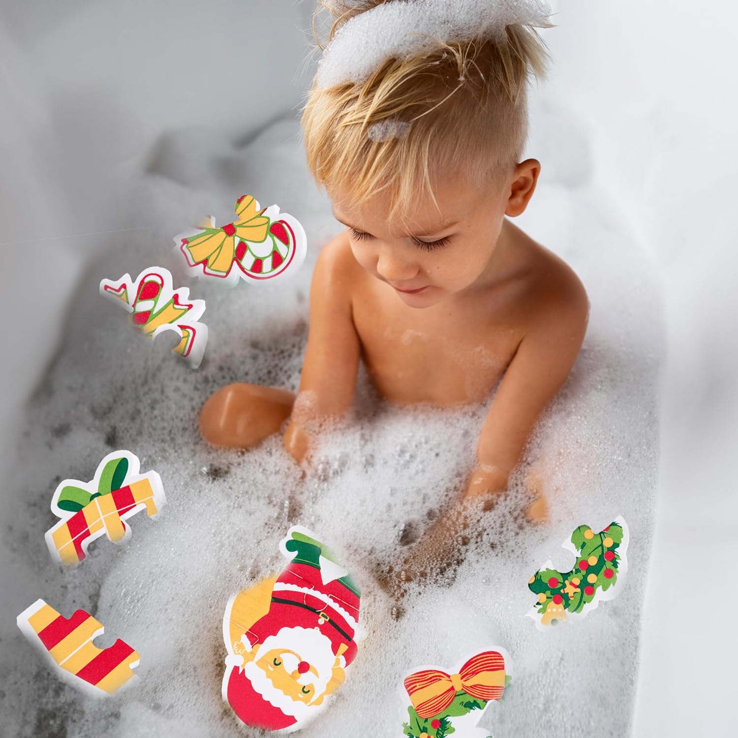 ArtCreativity Christmas Puzzle Toys for Babies - 9 Puzzles - EVA Christmas Baby Puzzle Toys for Infants That Float in Water - 9 Kids Christmas Puzzle Designs - Holiday Stocking Stuffers