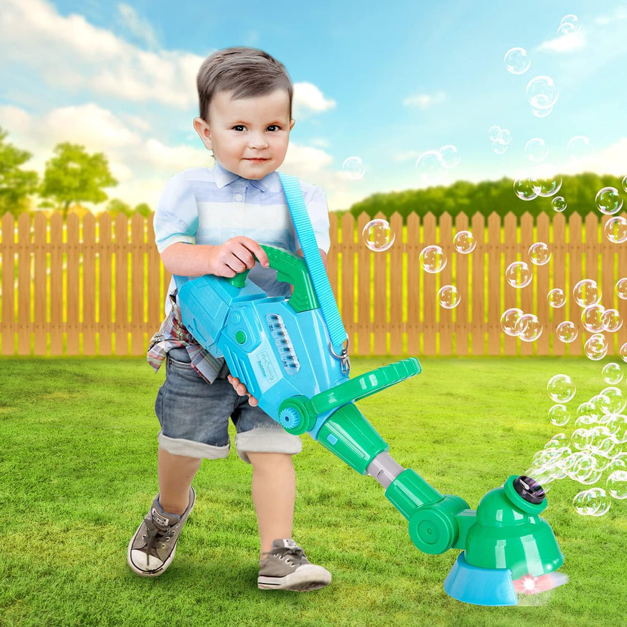 ArtCreativity Bubble String Trimmer, Kids Bubble Blower Machine with Bubble Solution Included, Grass Trimmer Toy with Lights & Sounds, Fun Summer Outdoor Toys for Toddlers, Blue&Green