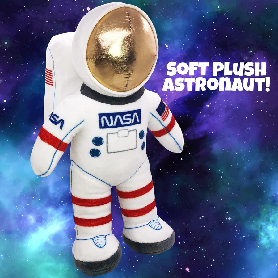 12” Plush Toy Astronaut Figurine, Realistic Astronaut Plush Toy with NASA & USA Flag Arm Patches, Super-Soft Stuffed, Space Decor Astronaut Toys for Kids 3-5, NASA Toys, Toddler Birthday Gift