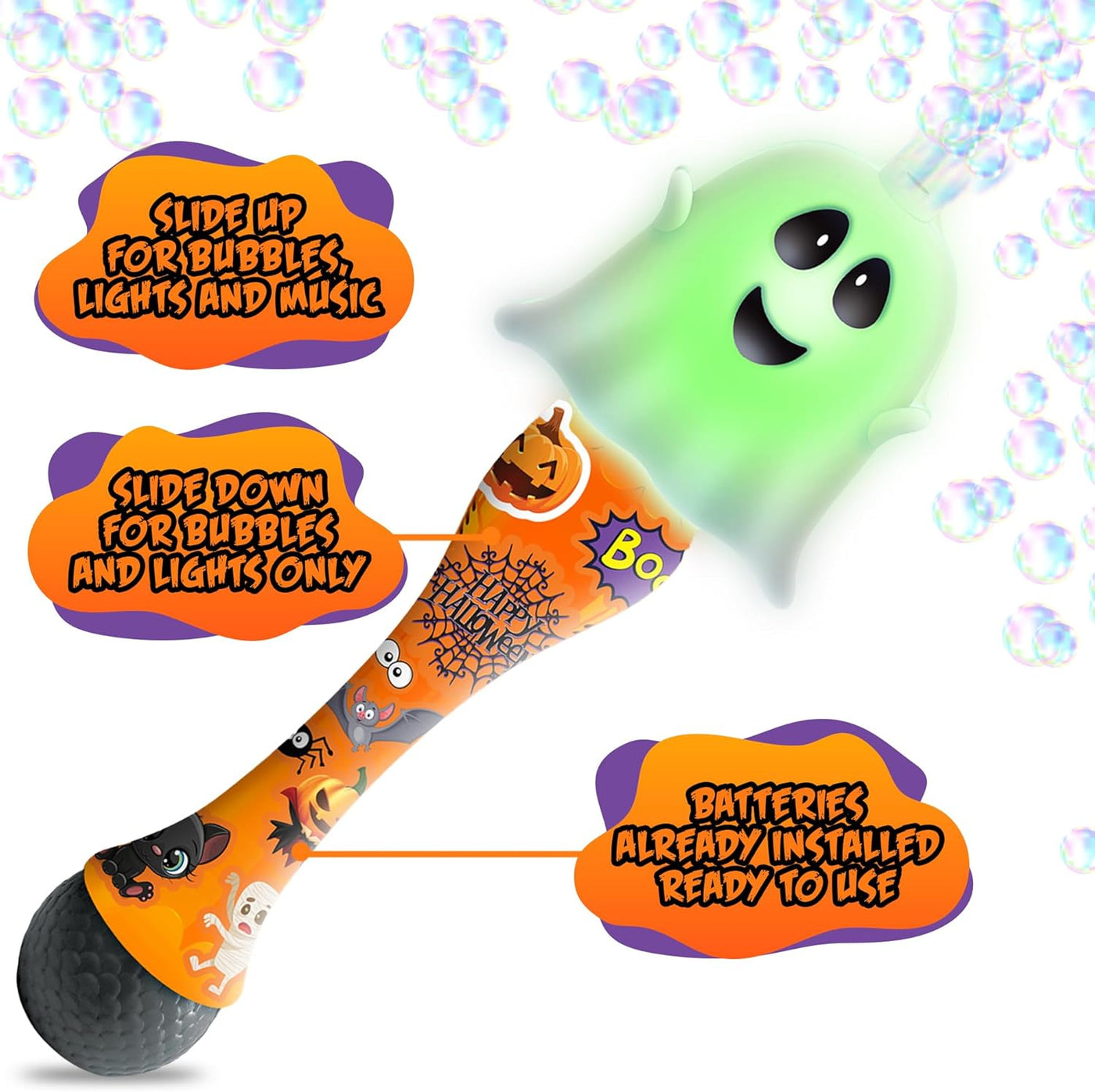 Ghost and Pumpkin Bubble Wand 2 pk.