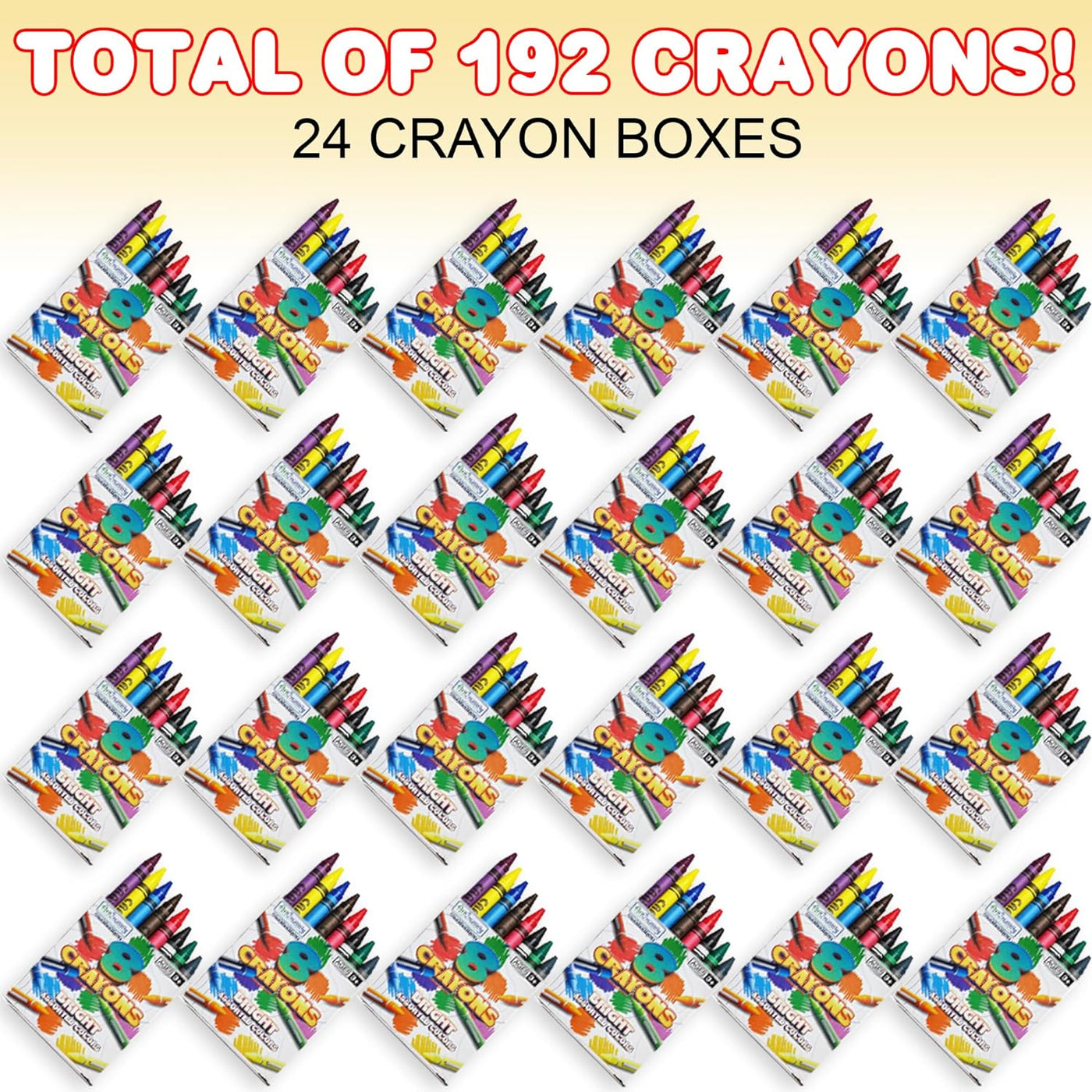 ArtCreativity Bulk Crayon Packs, 24 Sets of 8 Packs of Crayons (192ct), Classroom Crayons for Students, Non-Toxic Crayon Party Favors for Kids, Arts & Crafts Supplies 3+