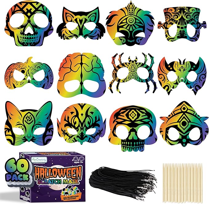 Halloween Scratch Masks-60 Pack