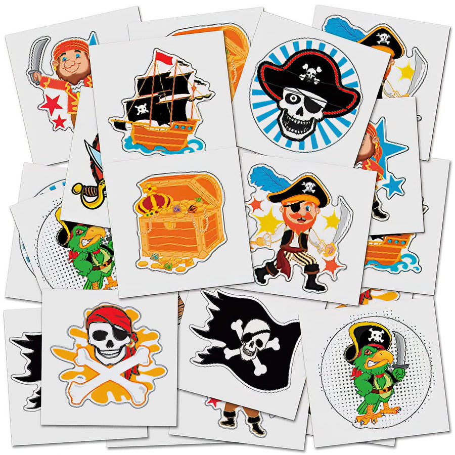 ArtCreativity Pirate Temporary Tattoos for Kids - Bulk Pack of 144 in Assorted Designs, Non-Toxic 2 Inch Tats, Birthday Party Favors, Goodie Bag Fillers, Non-Candy Halloween Treats