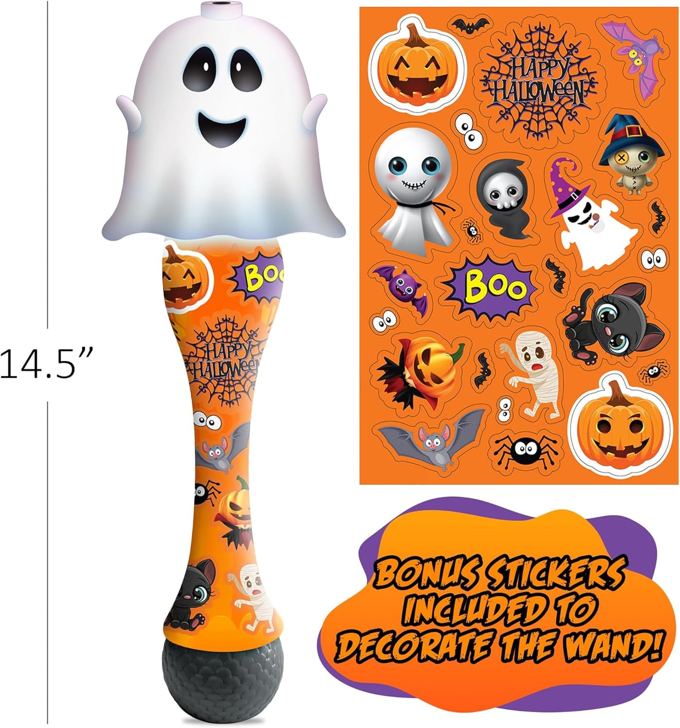 Ghost and Pumpkin Bubble Wand 2 pk.