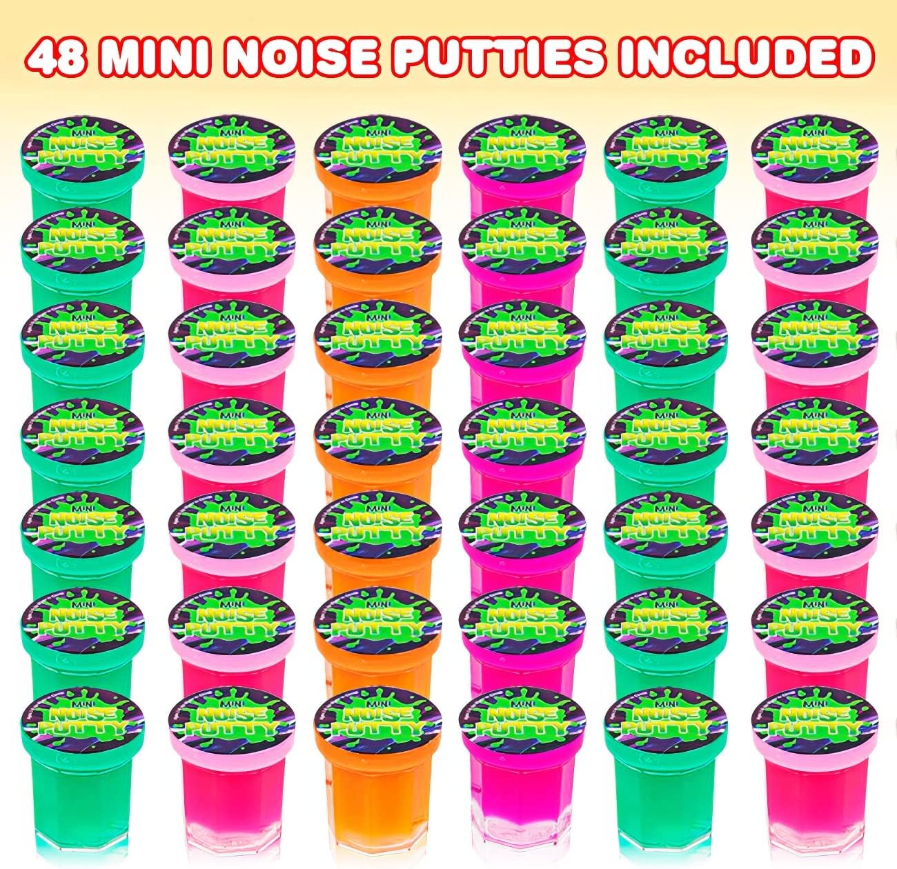 ArtCreativity Mini Noise Putty for Kids - Bulk Pack of 48 Slime - Assorted Vibrant Colors, Birthday Party Favors, Goodie Bag Stuffers, Piñata Filler, Funny Prank Toy, for Boys and Girls