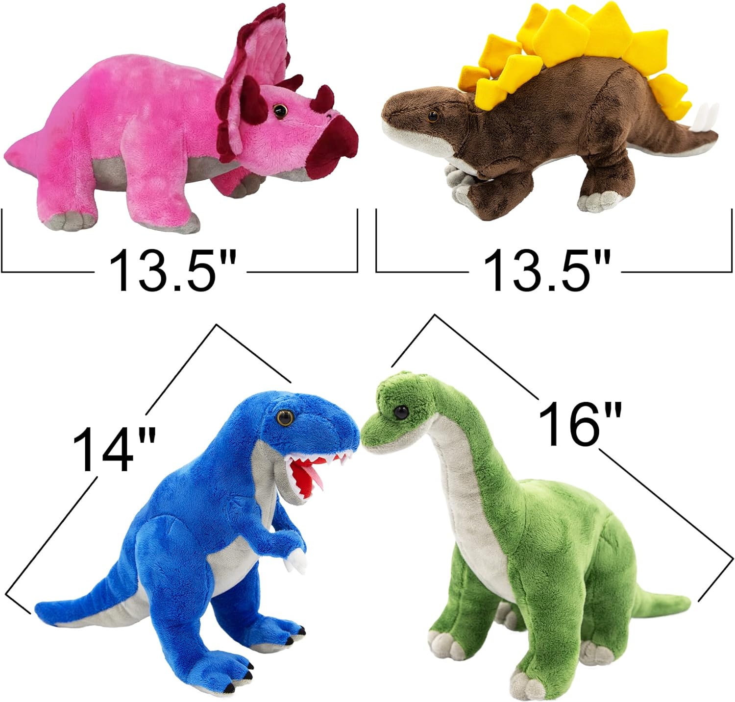 ArtCreativity Plush Dinosaur Stuffed Animals for Kids, Set of 4, Stuffed Dinosaur Plushy for Boys and Girls Ages 3+, Plush Animals Dinosaur Toys For Kids, Dino Plush Easter Dinosaur Plush Party Favors