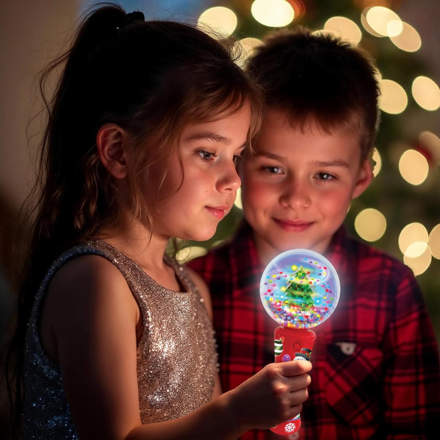 Christmas Light Up Spinner Wand - 7.5 Inch LED Spinner Toy Wand with Batteries Included - Sensory Toys for Kids with Autism
