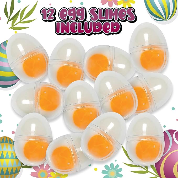 ArtCreativity Easter Slime Eggs - Set of 12 Slime Filled Eggs - Pre-Filled Surprise Eggs for Kids with Slime Inside - Easter Egg Hunt Supplies - Easter Basket Fillers and Goodie Bag Stuffers