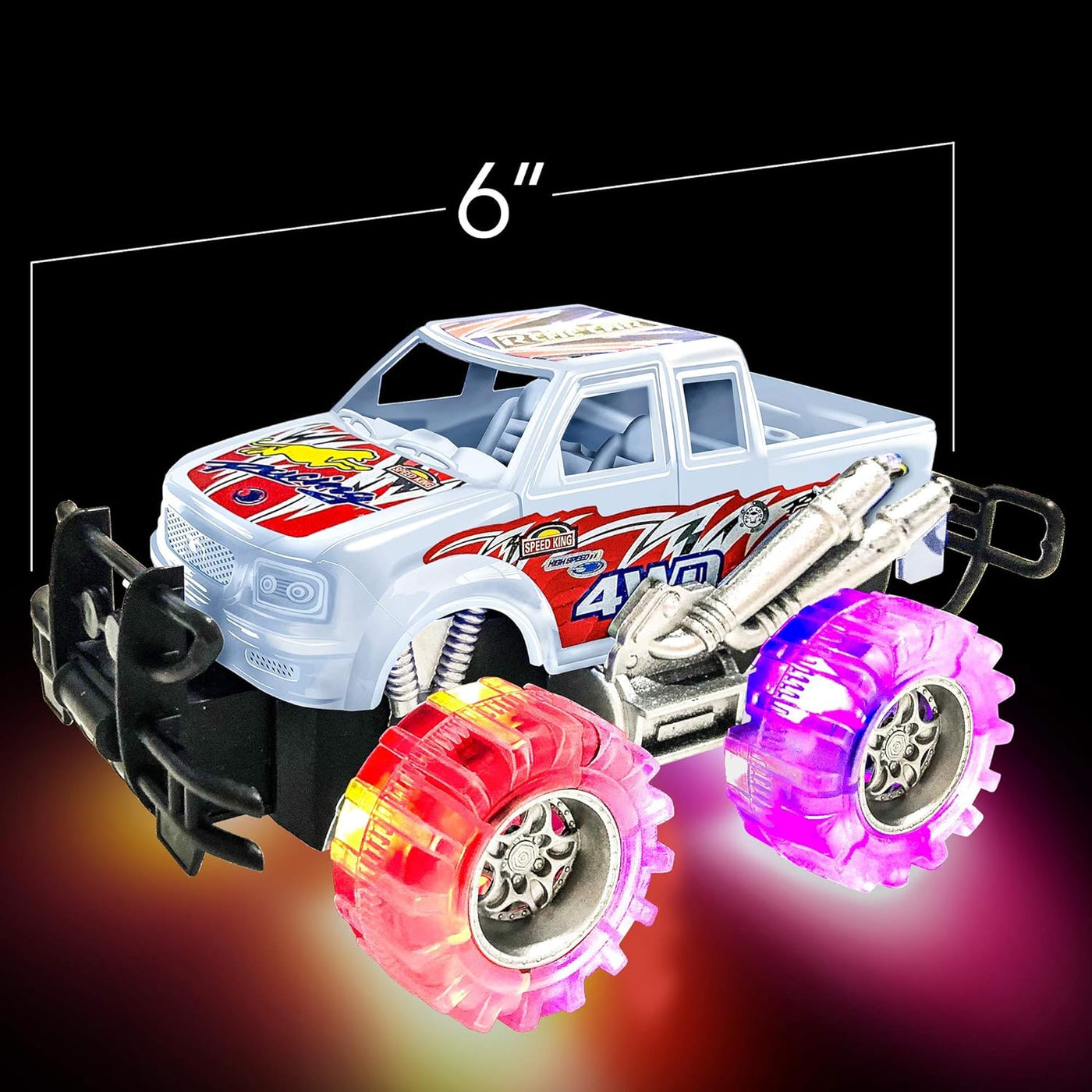 ArtCreativity Light Up Monster Trucks for Boys,- 6 Inch Toy Cars for 2 Year Old Boys,- Push n Go Car Toys for Boys 3-5 Years Old,- Light Up Toys for Kids, Best Gift for Kids Age 3-6 Years Old & Up