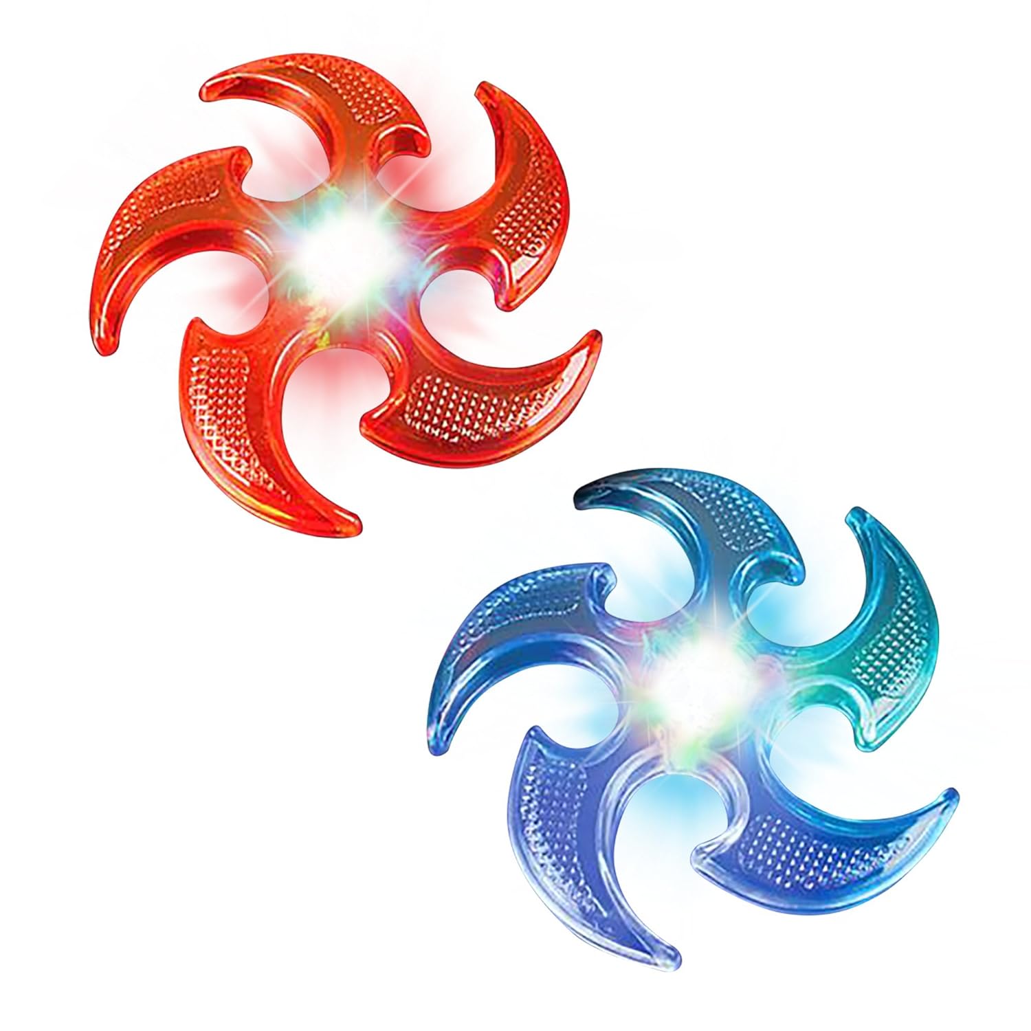 ArtCreativity Light Up Ninja Flyers Set - Pack of 2 - Ninja Star Flying Disc - Includes Batteries - One Red and One Blue - Fun Rubbery Summer Toy - Great Gift for Kids from Moms