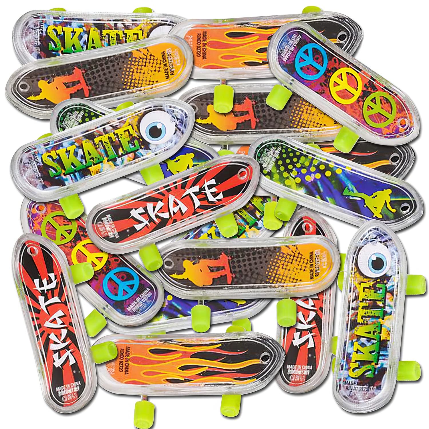 ArtCreativity Mini Finger Skateboards for Kids (Bulk Pack of 144) Durable Finger Boards in Assorted Designs, 2 Inch Fingerboard Skateboard Party Favors, Goody Bag Fillers