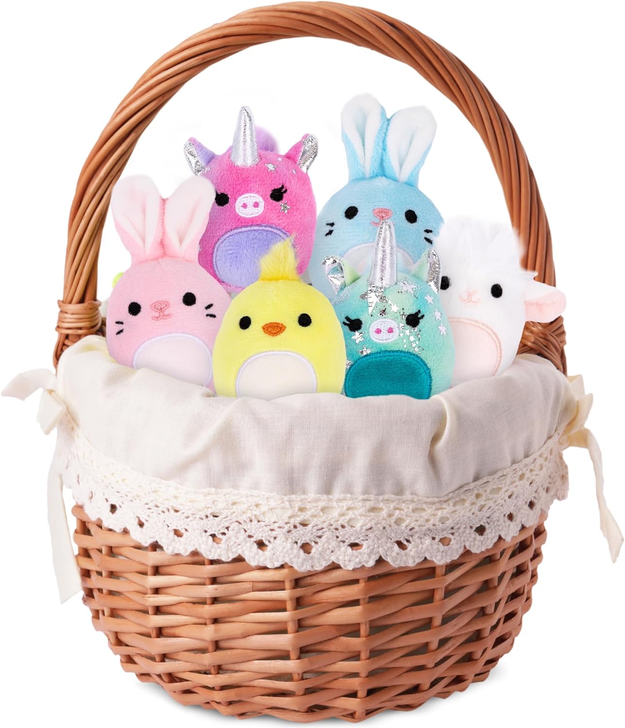 ArtCreativity Bulk Easter Stuffed Animals - Set of 6 Plush Easter Toys - Stuffed Animals for Kids in Pastel Colors - Chick, Bunny, Unicorn, and Lamb Designs - Easter Basket Stuffers for Ages 3 and Up