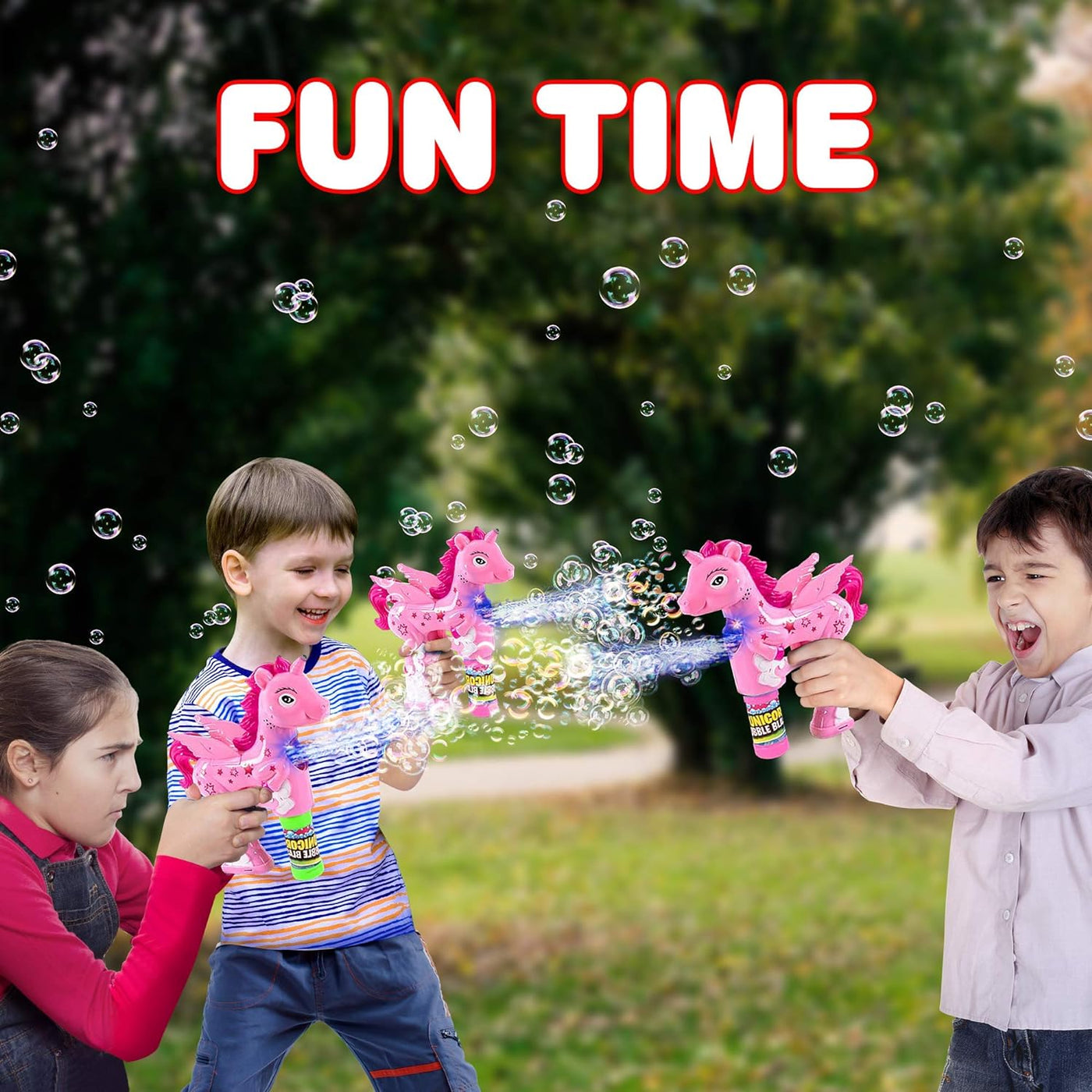 ArtCreativity Pink Unicorn Bubble Blaster with Light and Sound, Includes 1 Bubble Gun & 2 Bottles of Bubble Solution, Fun Summer Toy for Girls and Boys