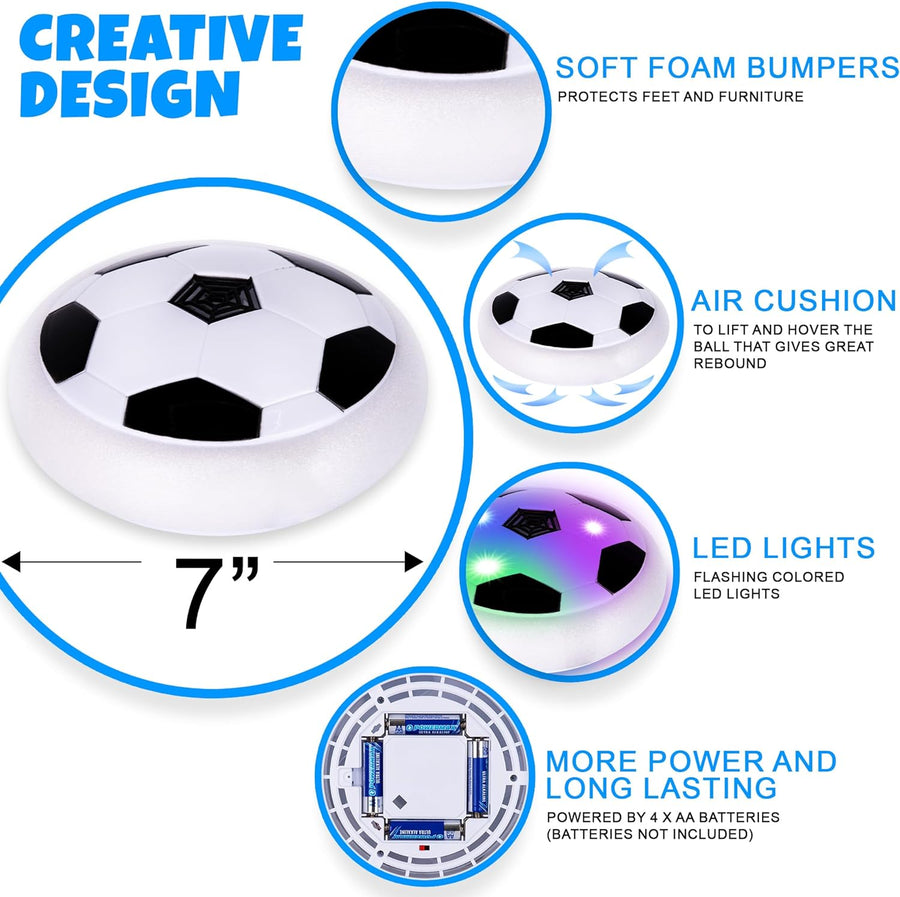 Light Up Hover Soccer Ball, Set of 2, Floating Hover Balls with Foam Bumpers and LED Lights, Soccer Toys for Boys and Girls, LED Indoor Soccer Balls for Rainy Days, Great Gift for Kids