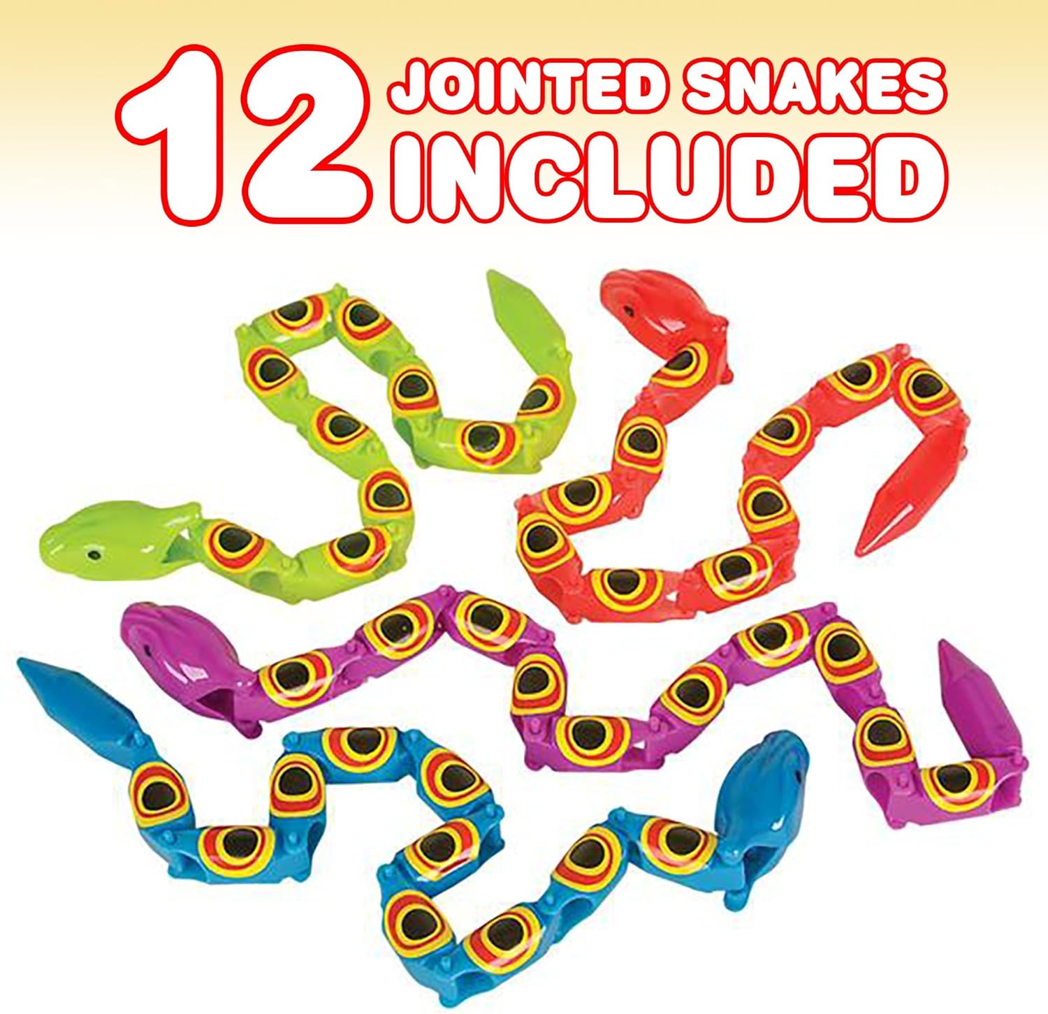 ArtCreativity Jointed Snake Toys Set of 12-15 Inch Long Plastic Snakes with Joining Pieces - Great Party Favor - Fidget Toy for Kids, Gift Idea for Boys and Girls, Carnival Prize - Sensory Toy