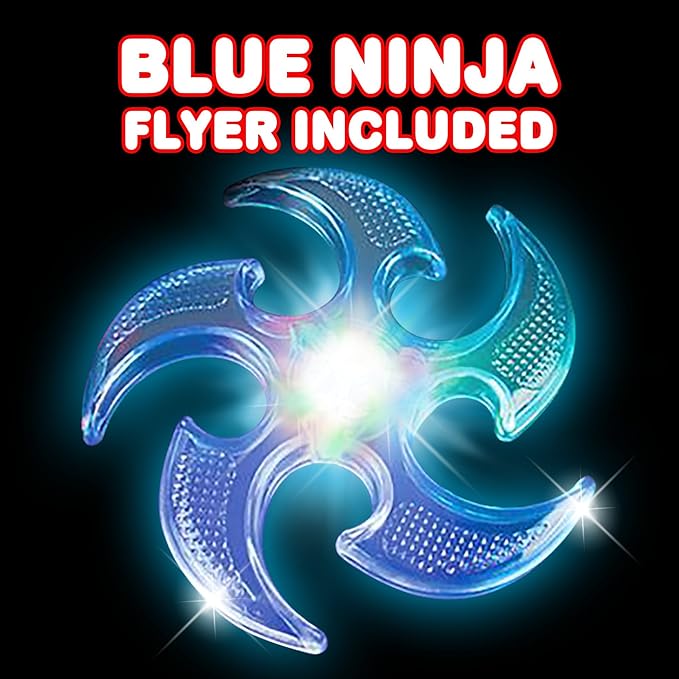 ArtCreativity Light Up Ninja Flyers Set - Pack of 2 - Ninja Star Flying Disc - Includes Batteries - One Red and One Blue - Fun Rubbery Summer Toy - Great Gift for Kids from Moms