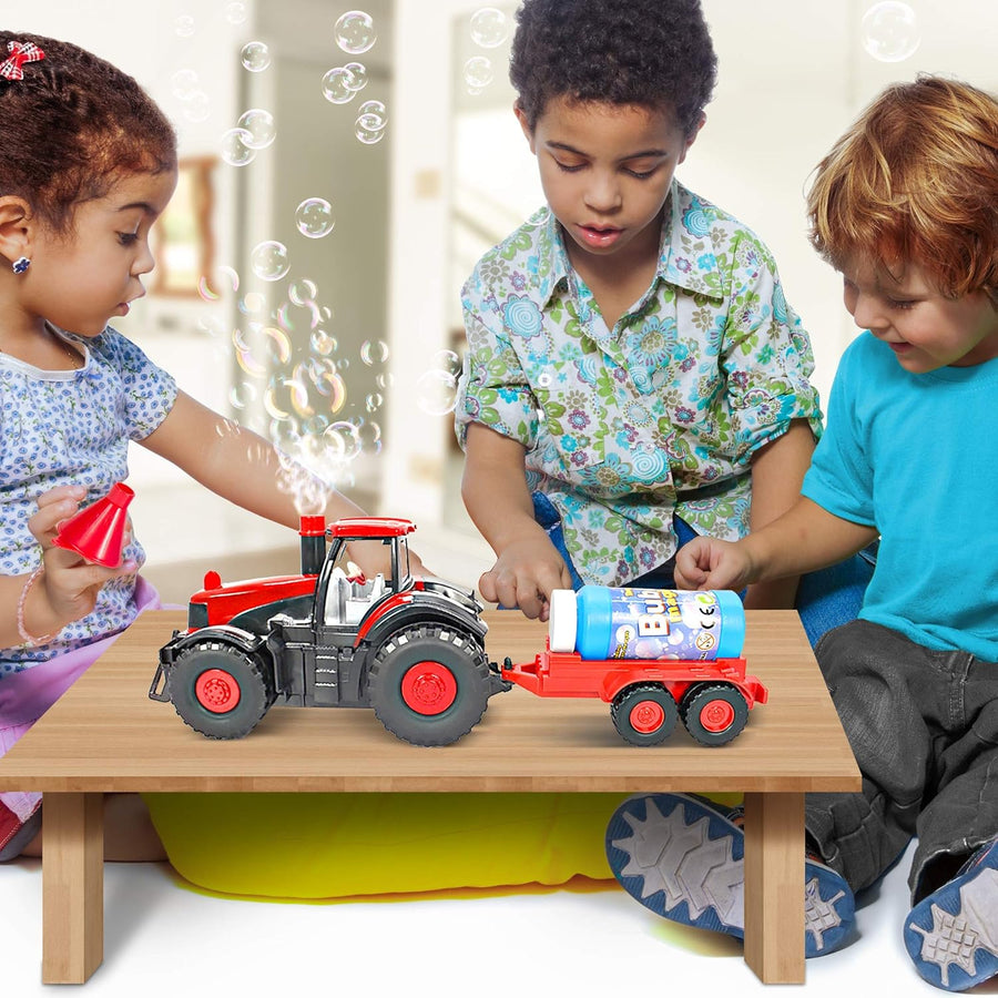 ArtCreativity Bump & Go Bubble Blowing Farm Tractor Toy Truck with Lights & Sounds, and Action for Toddlers Boys Girls Ages 1, 2, 3, 4, 5 - Funnel & Bubble Solution Included