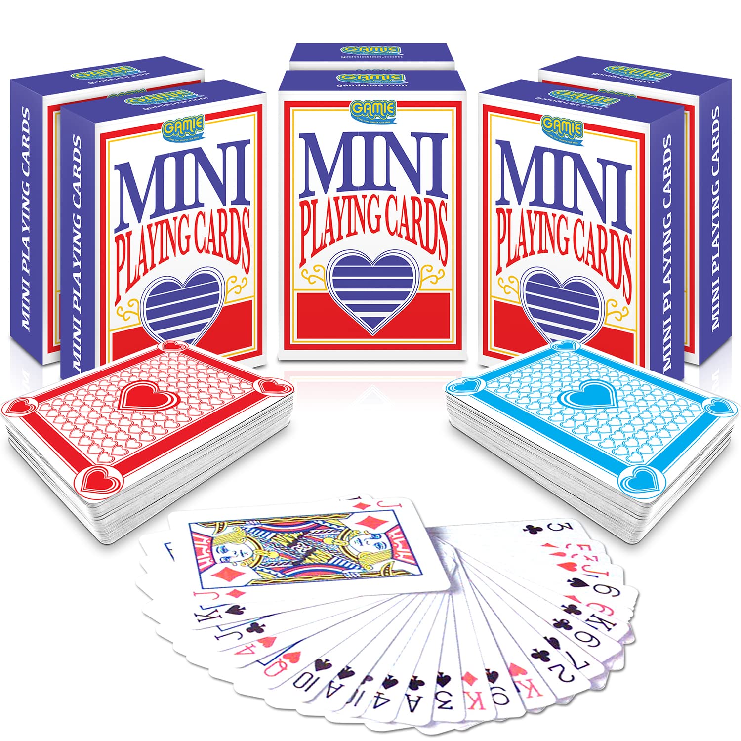 2.5 Inch Mini Playing Cards- Pack of 6 Decks- Miniature Card Set- Small Casino Game Cards for Kids, Men, Women- Novelty Gift, Magic Party Favor for Boys Girls, Decoration Idea