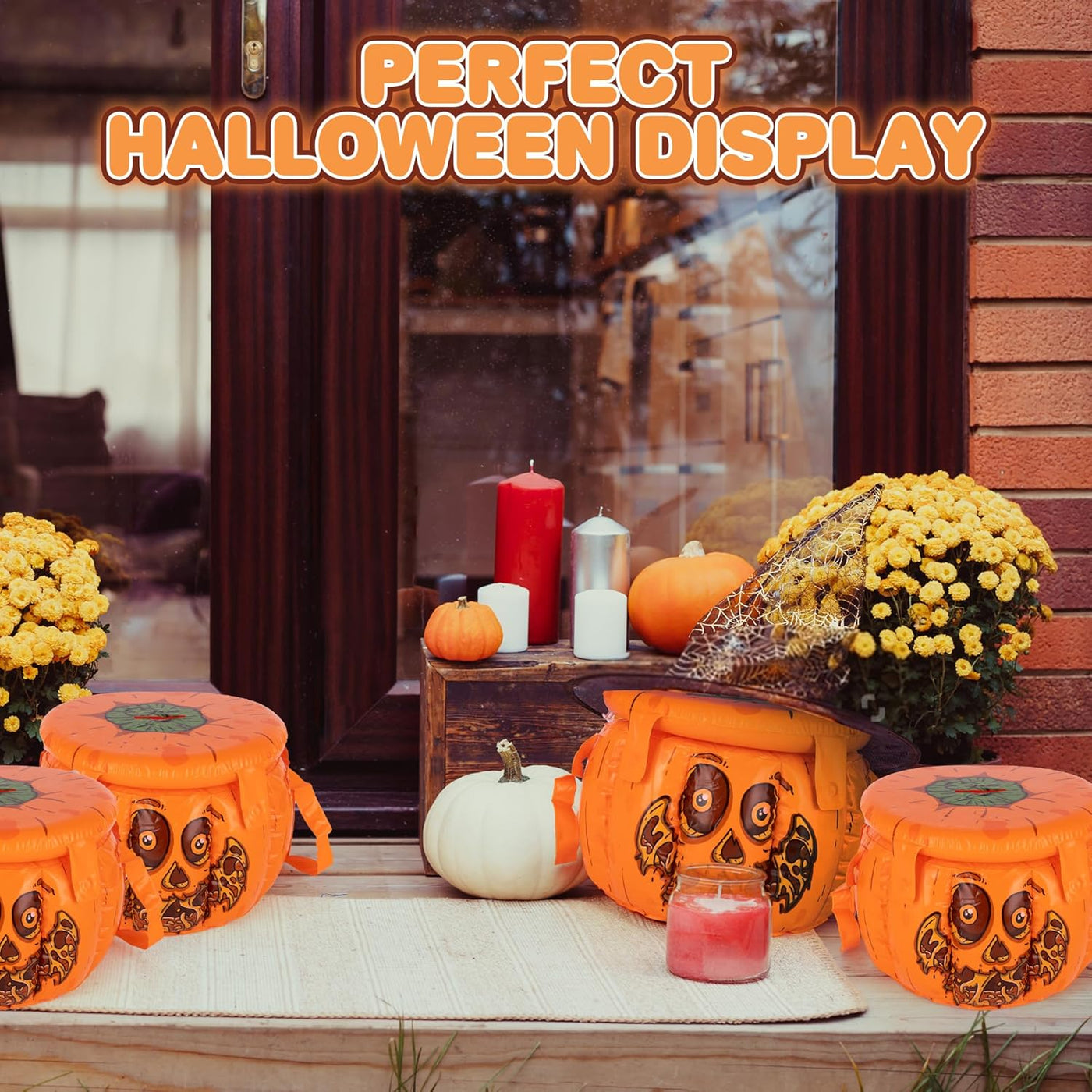 Inflatable Halloween Trick or Treat Bag - Kids Blow Up Halloween Candy Bag with Lid & Carry Straps - Doubles as Inflatable Halloween Candy Holder - Trick or Treat Bag for Boys & Girls