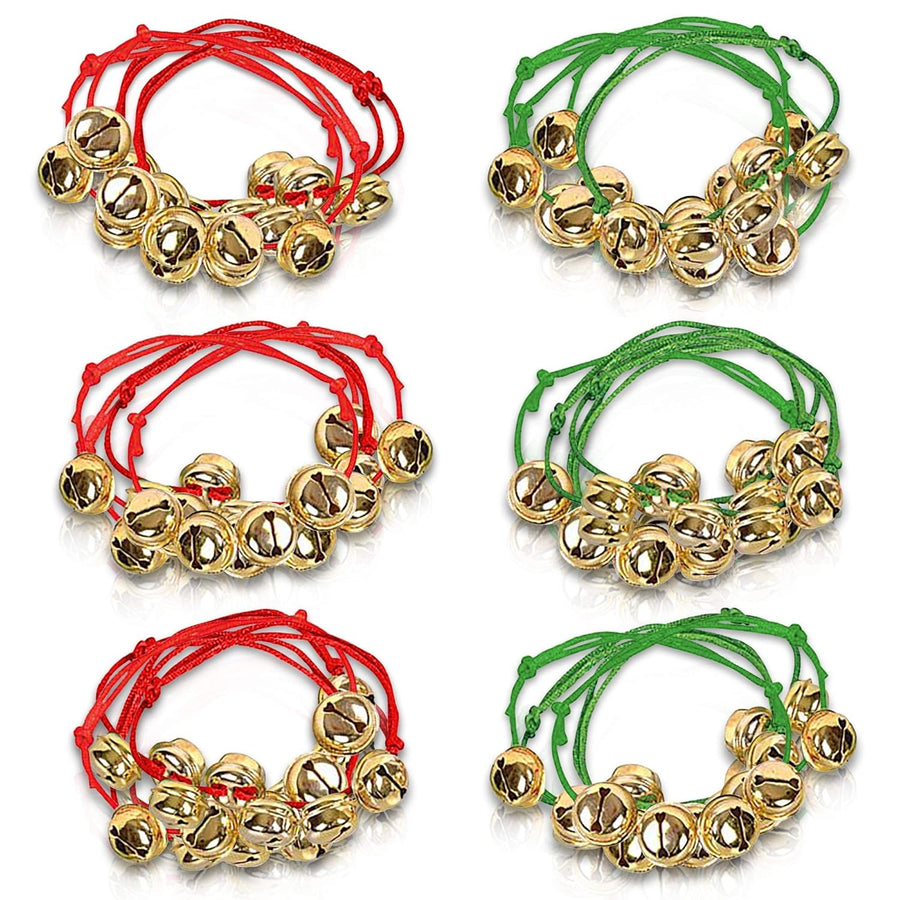 ArtCreativity Jingle Bell Bracelets, Set of 24, Red and Green Adjustable Holiday Bell Bracelets, Christmas Stocking Stuffers for Kids and Adults, Fun Holiday Gifts and Goodie Bag Fillers