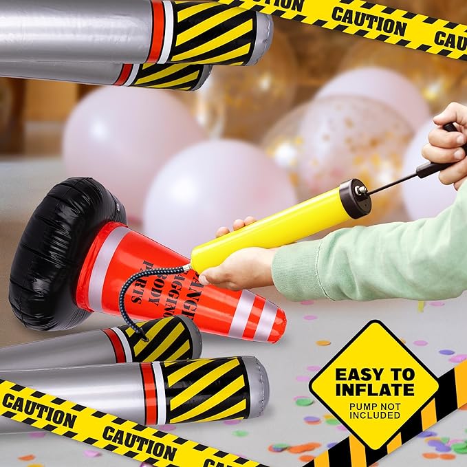 ArtCreativity Old Zone Inflatables Over The Hill Birthday Decorations, Set Includes Barricade & Construction Cone for Over The Hill Party Supplies, 100th Day of School Items and Costumes for Kids