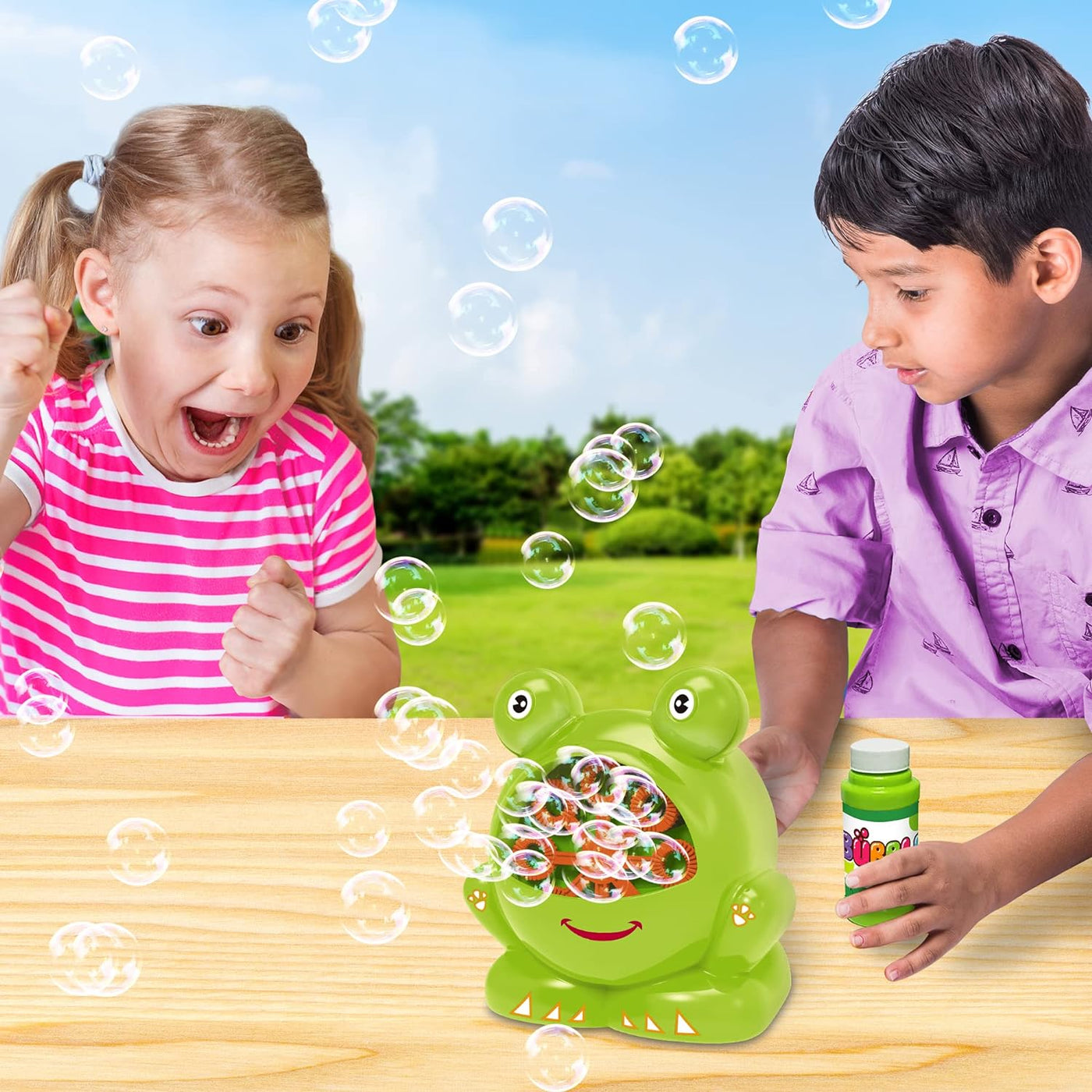 ArtCreativity Frog Bubble Machine Set for Kids - 2 Pack - Includes 2 Bubbles Blowing Toys and 2 Bottles of Solution - Fun Summer Outdoor or Party Activity - Best Gift for Boys, Girls, and Toddlers