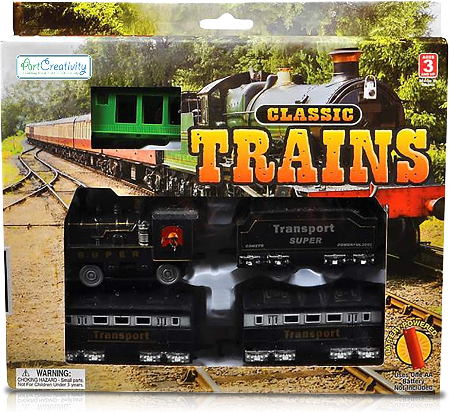 Train Set for Kids, Battery-Operated Toy Train with 4 Cars and Tracks